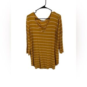 Emory park  Mustard and White Striped Long Sleeve Top